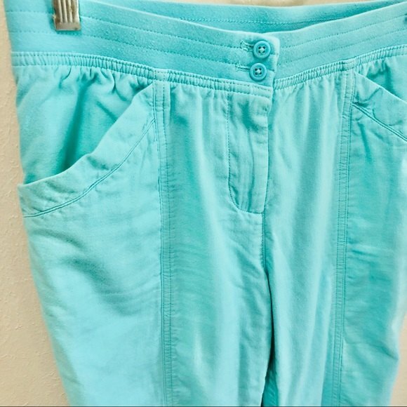 Talbots Aqua Cotton Cargo Roll-Up Pants Size 4 - Picture 2 of 9